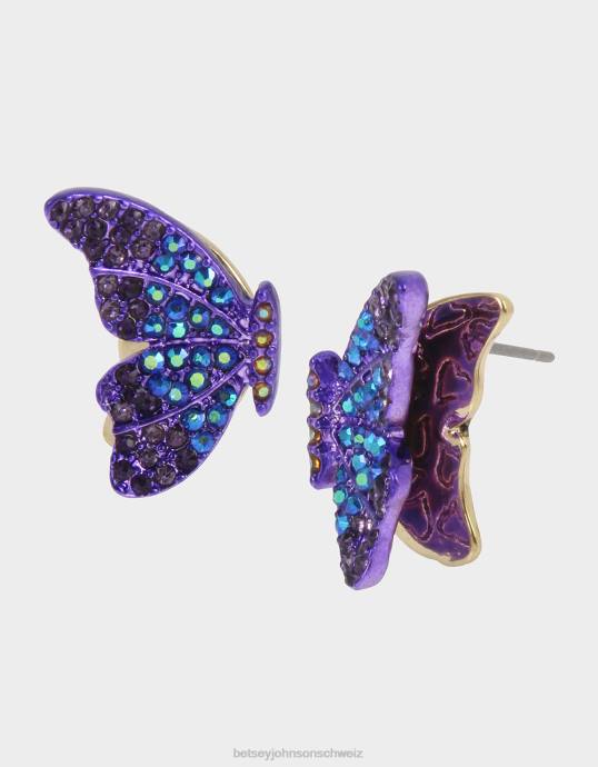 Frauen Betsey Johnson 3D-Schmetterlingsstecker lila Schmuck ZJFF320