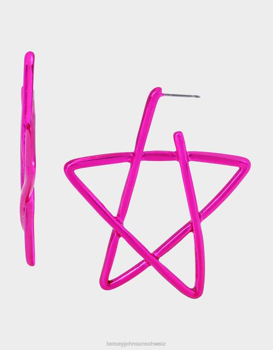 Frauen Betsey Johnson Kidult Kitsch Star Creolen Rosa Schmuck ZJFF337