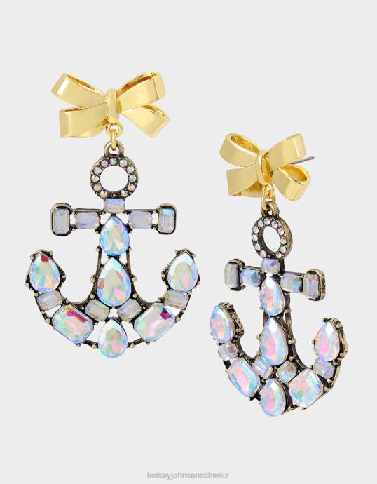 Frauen Betsey Johnson Ohrringe mit Tempomat-Anker Kristall Schmuck ZJFF313