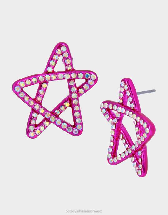 Frauen Betsey Johnson kidult kitsch star studs Rosa Schmuck ZJFF354