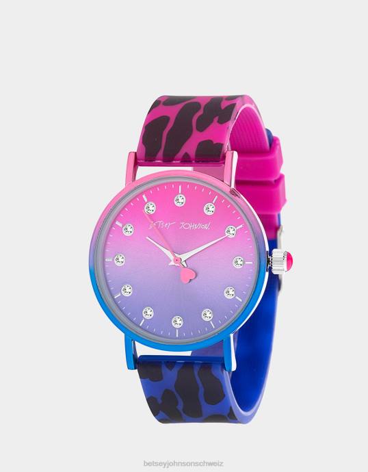 Frauen Betsey Johnson Betsey Time Ombre Leopardenuhr rosa multi Schmuck ZJFF359