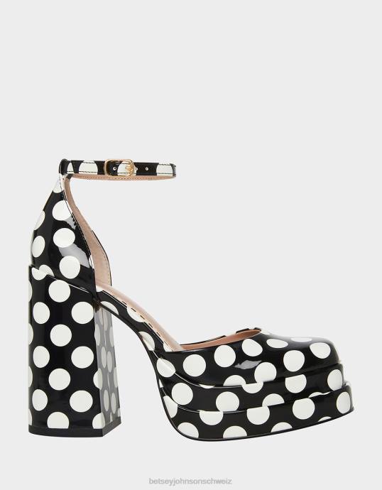 Frauen Betsey Johnson tootsy schwarze Polka Punkt Schuhe ZJFF72