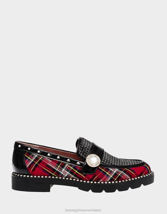 Frauen Betsey Johnson Mariam rot kariert Schuhe ZJFF28