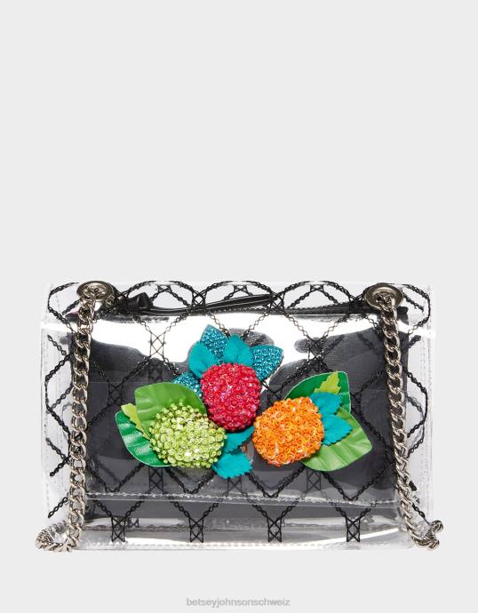 Frauen Betsey Johnson Berry hübsche wandelbare Umhängetasche klar Zubehör ZJFF243
