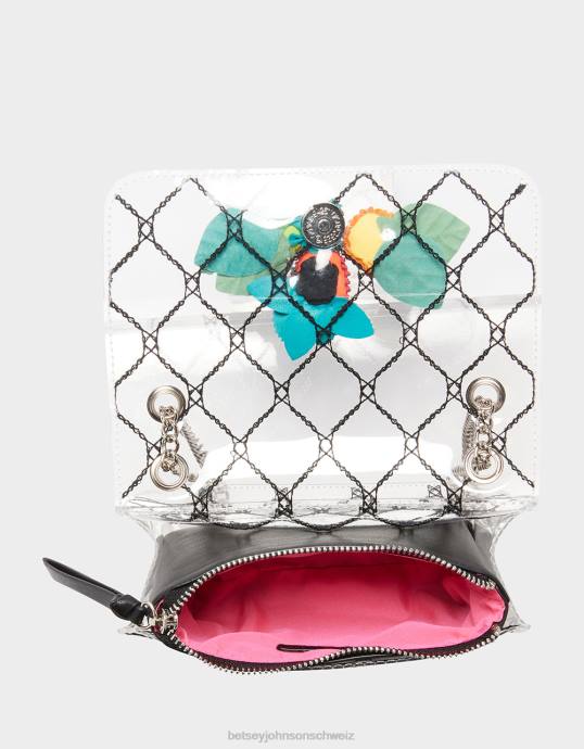 Frauen Betsey Johnson Berry hübsche wandelbare Umhängetasche klar Zubehör ZJFF243