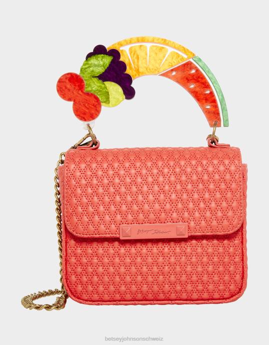 Frauen Betsey Johnson Fruchtige Henkel-Klappentasche Rot Zubehör ZJFF214