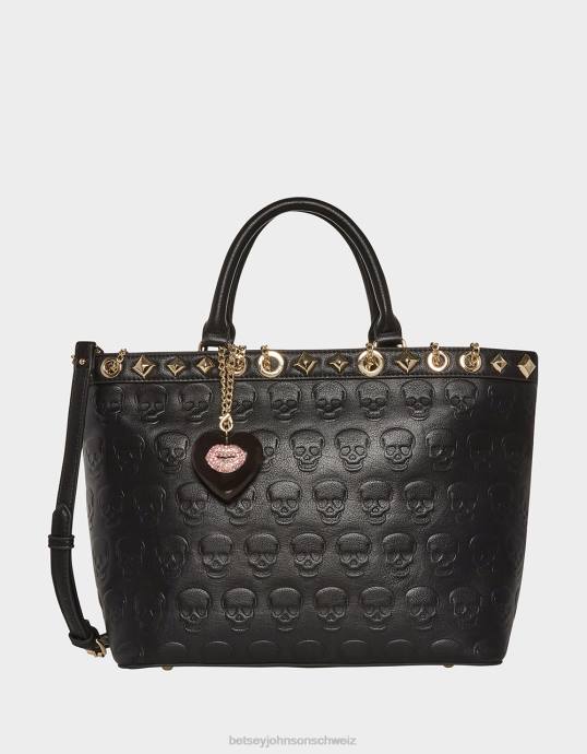 Frauen Betsey Johnson Keine Frage, Totenkopf-Tragetasche Schwarz Zubehör ZJFF246