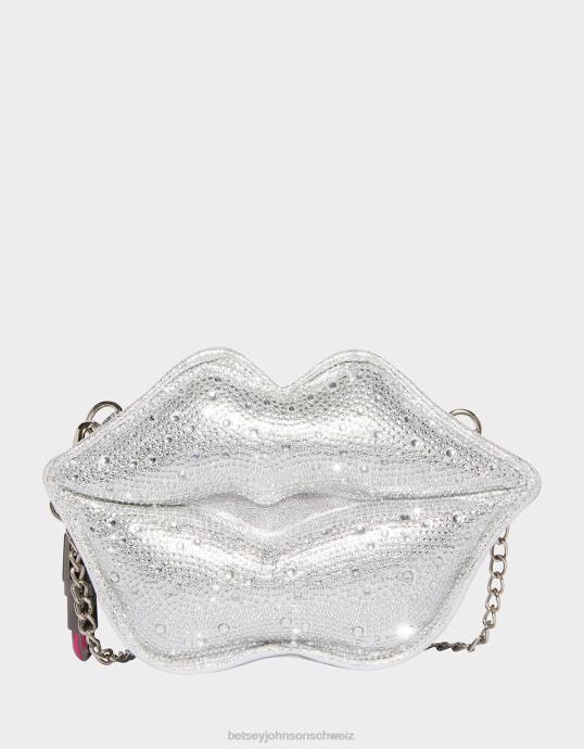 Frauen Betsey Johnson Kitsch liest meine Lippen crossbody Silber Zubehör ZJFF213