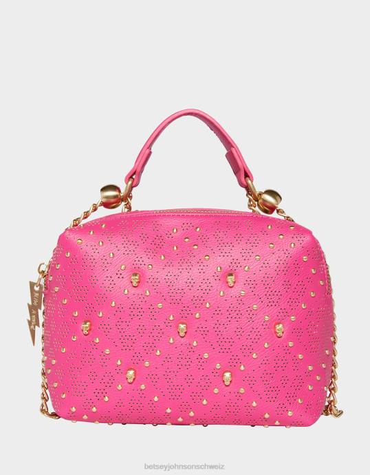 Frauen Betsey Johnson Status-Totenkopf-Umhängetasche Rosa Zubehör ZJFF240