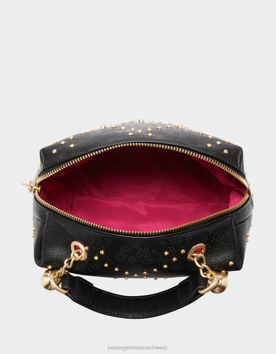 Frauen Betsey Johnson Status-Totenkopf-Umhängetasche Schwarz Zubehör ZJFF235
