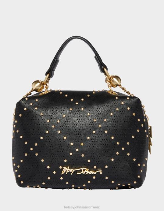 Frauen Betsey Johnson Status-Totenkopf-Umhängetasche Schwarz Zubehör ZJFF235