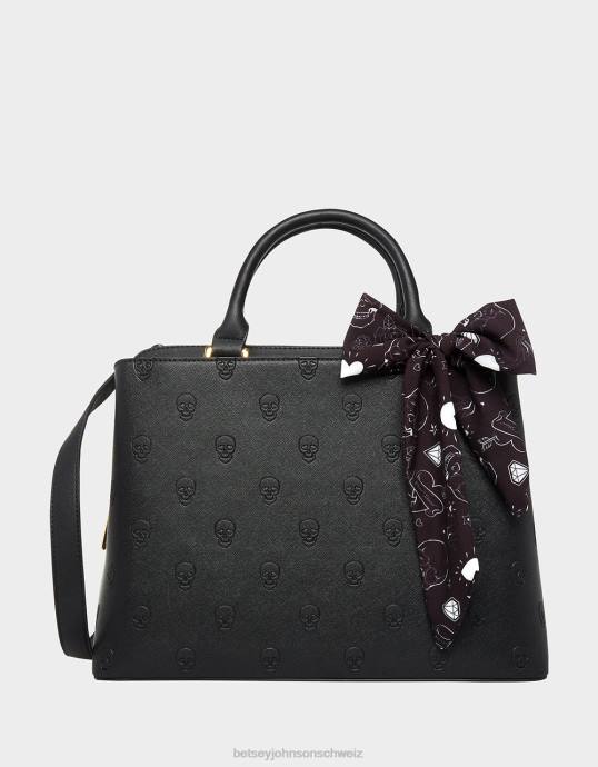 Frauen Betsey Johnson Totenkopf-Schulranzen Schwarz Zubehör ZJFF205