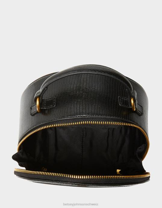 Frauen Betsey Johnson Vintage bestickte Hutschachtel-Umhängetasche Schwarz Zubehör ZJFF234