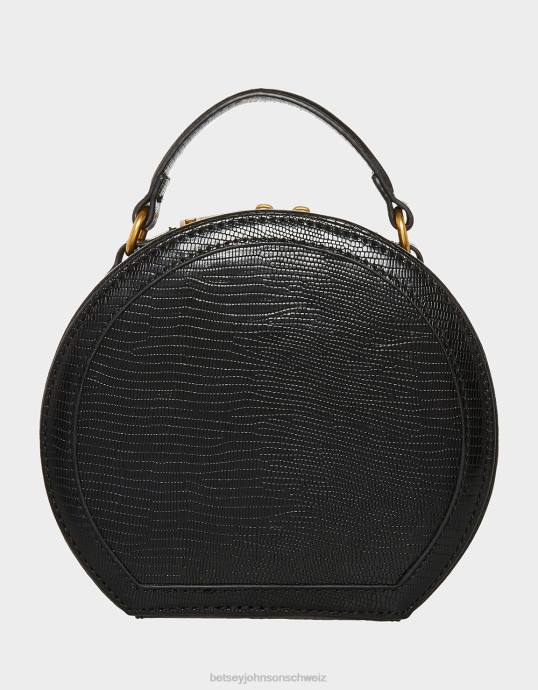 Frauen Betsey Johnson Vintage bestickte Hutschachtel-Umhängetasche Schwarz Zubehör ZJFF234