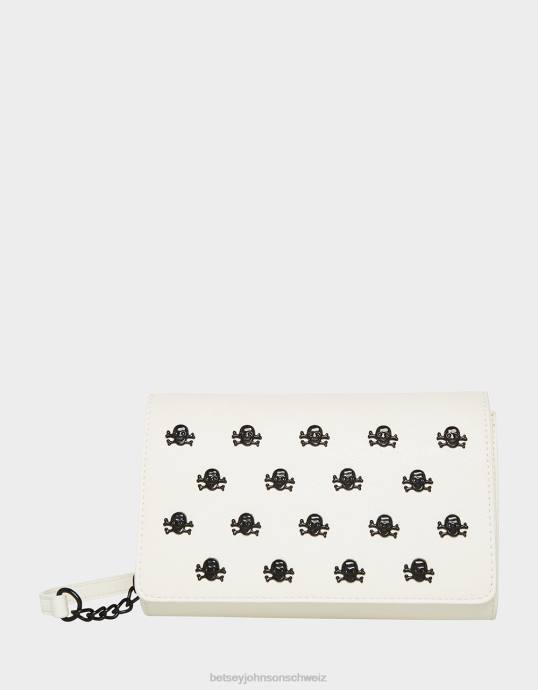 Frauen Betsey Johnson XO-Totenkopf-Umhängetasche Weiss Zubehör ZJFF245