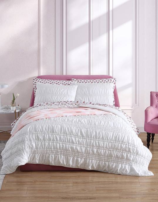 unisex Betsey Johnson Boudoir-Bettbezug-Set aus massivem Weiß für King-Size-Betten multi Zubehör ZJFF420