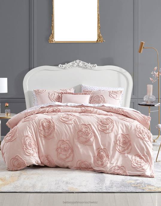 unisex Betsey Johnson Rosa-Rose-Vollkönigin-Bettbezug-Bonusset multi Zubehör ZJFF412
