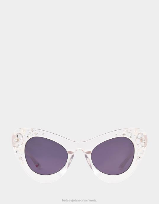 Frauen Betsey Johnson Kronjuwelen-Sonnenbrille Weiss Zubehör ZJFF389