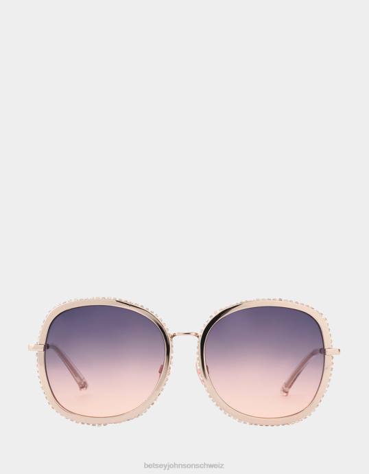 Frauen Betsey Johnson Sonnenbrille mit allem Drum und Dran Gold Zubehör ZJFF379