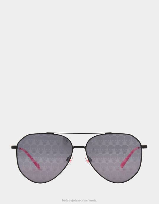 Frauen Betsey Johnson die kleingedruckte Sonnenbrille Schwarz Zubehör ZJFF375