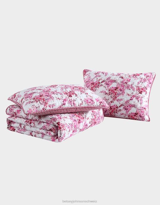 unisex Betsey Johnson Bettwäsche-Set für Queen-Size-Betten mit Weinreben-Blumenmuster Rosa Zubehör ZJFF417