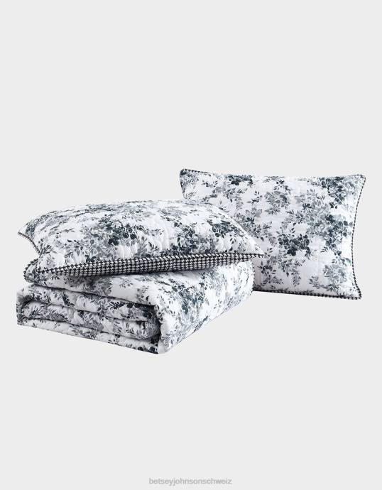 unisex Betsey Johnson Bettwäsche-Set für Queen-Size-Betten mit Weinreben-Blumenmuster Schwarz Zubehör ZJFF415