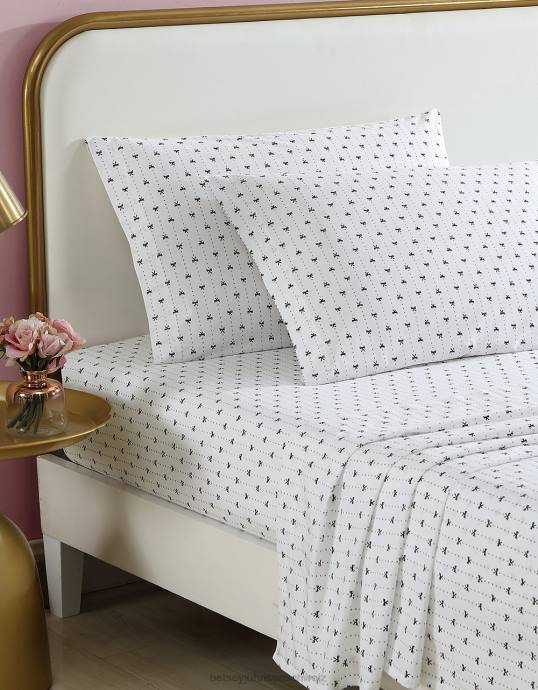 unisex Betsey Johnson Weißes King-Size-Bettlaken-Set mit Nadelstreifenmuster multi Zubehör ZJFF407